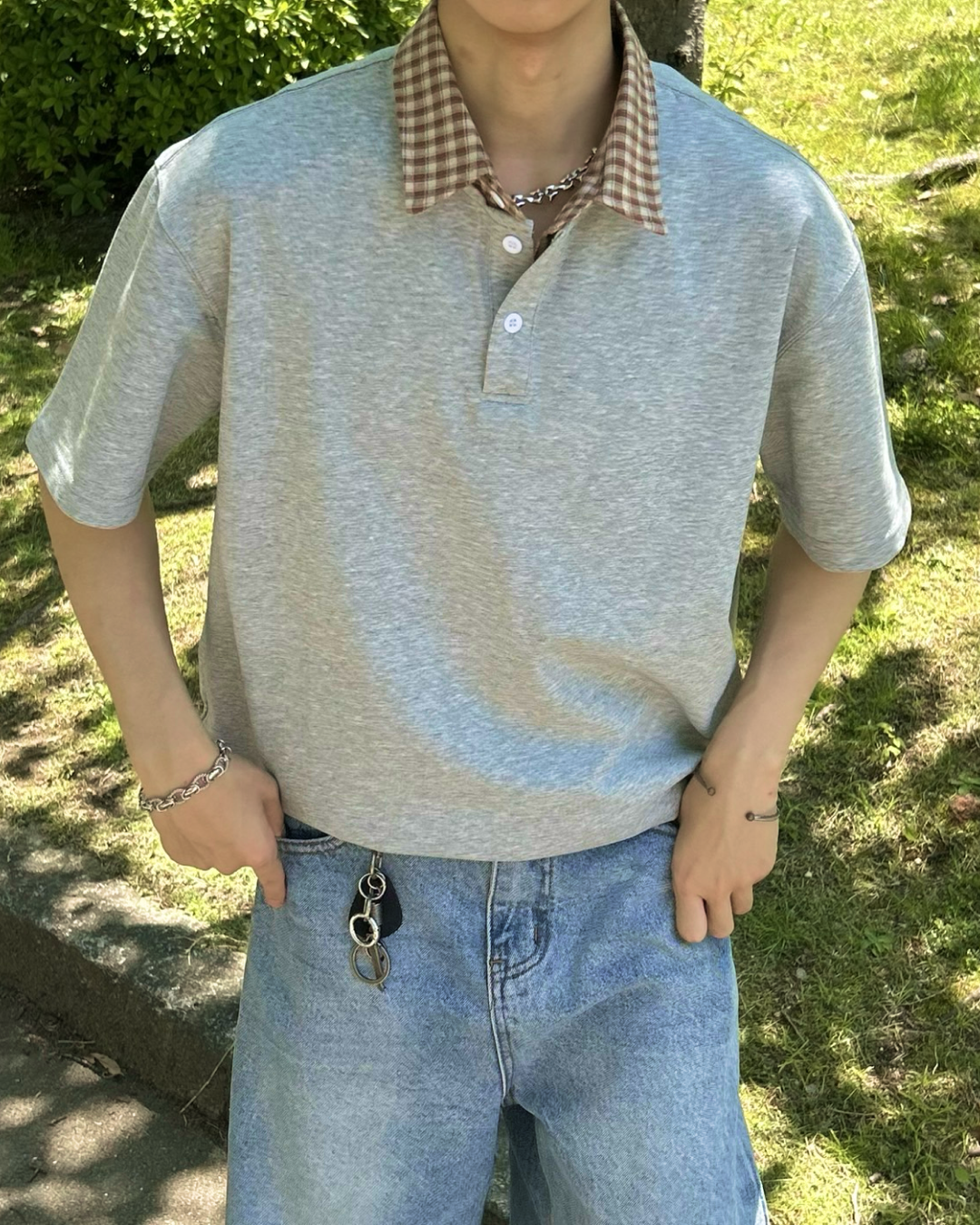 切り替えチェックカラーポロ WG0033