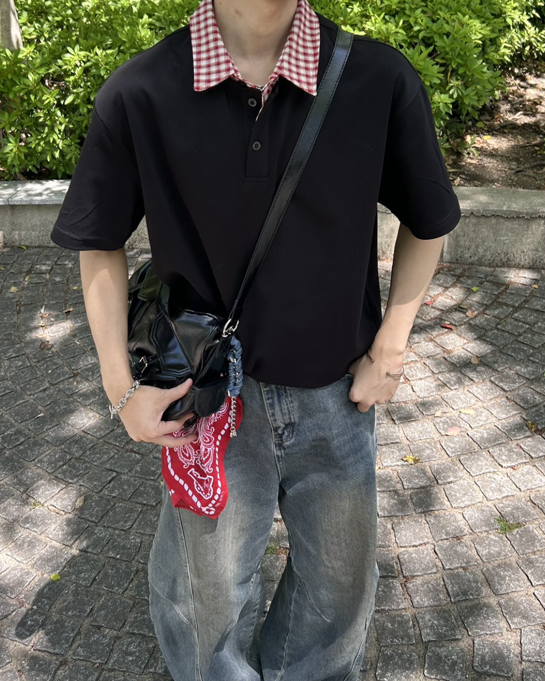 切り替えチェックカラーポロ WG0033