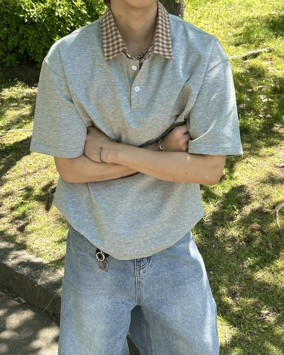 切り替えチェックカラーポロ WG0033