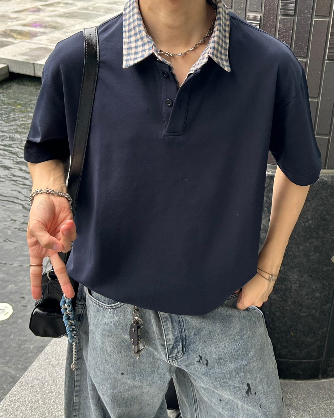 切り替えチェックカラーポロ WG0033