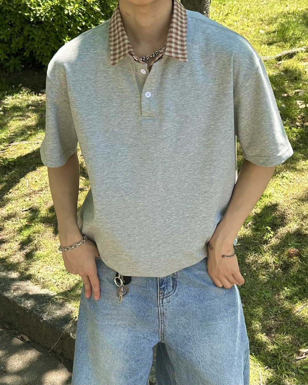 切り替えチェックカラーポロ WG0033