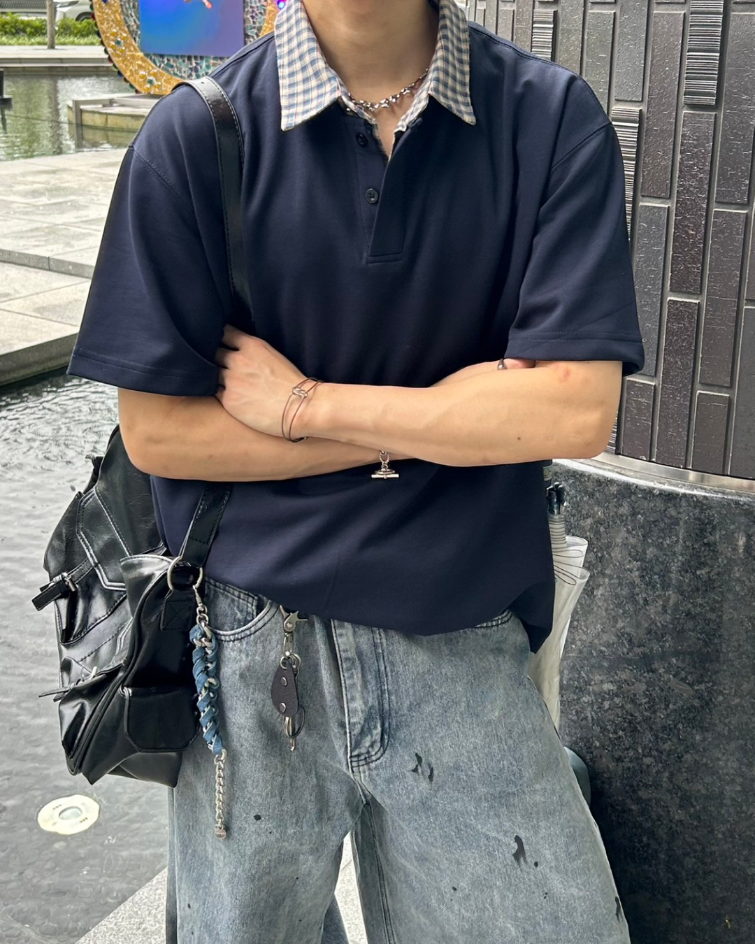 切り替えチェックカラーポロ WG0033