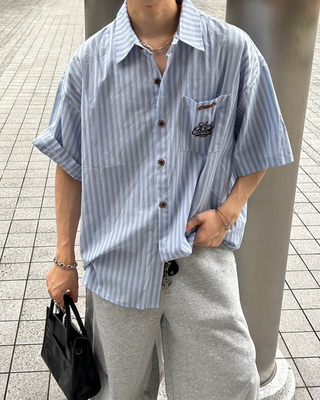 【即納】カラーストライプシャツ WG0071