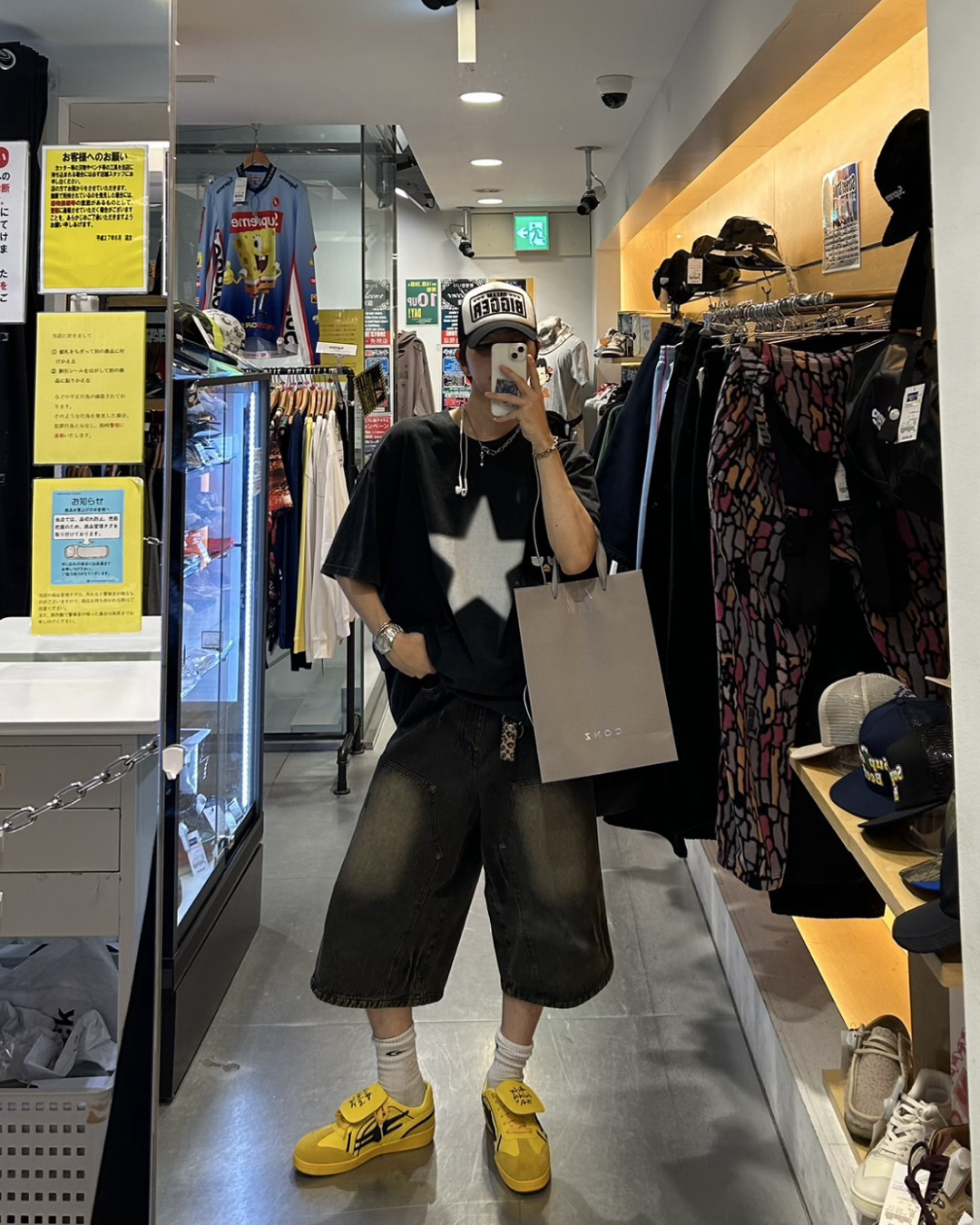 スタープリントドロップショルダーTシャツ WG0124