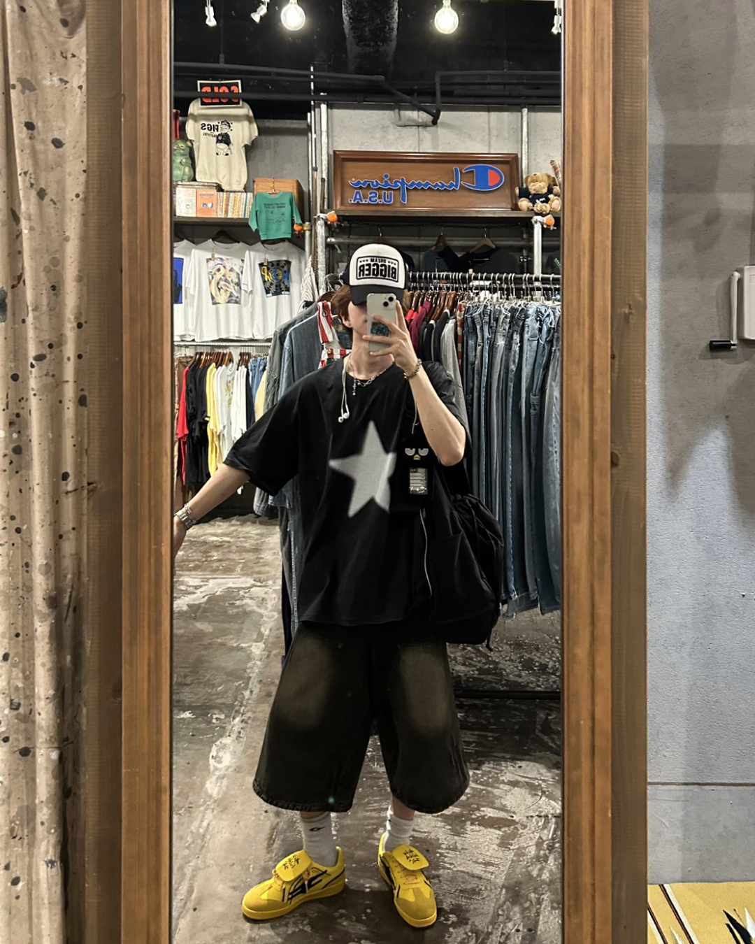 スタープリントドロップショルダーTシャツ WG0124