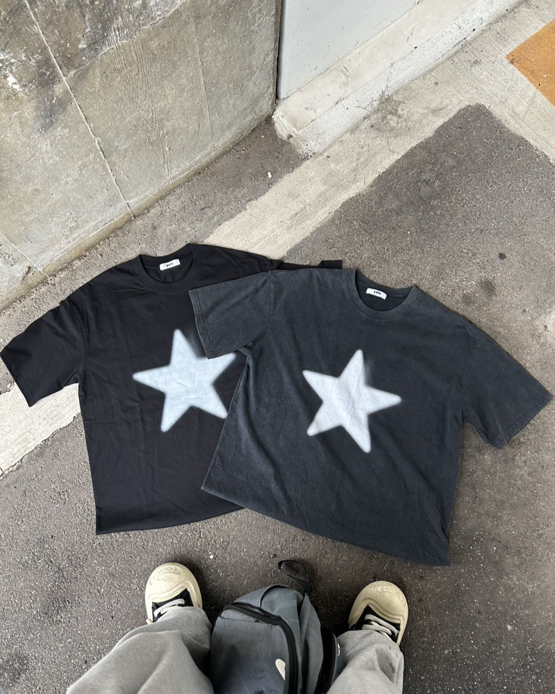 スタープリントドロップショルダーTシャツ WG0124