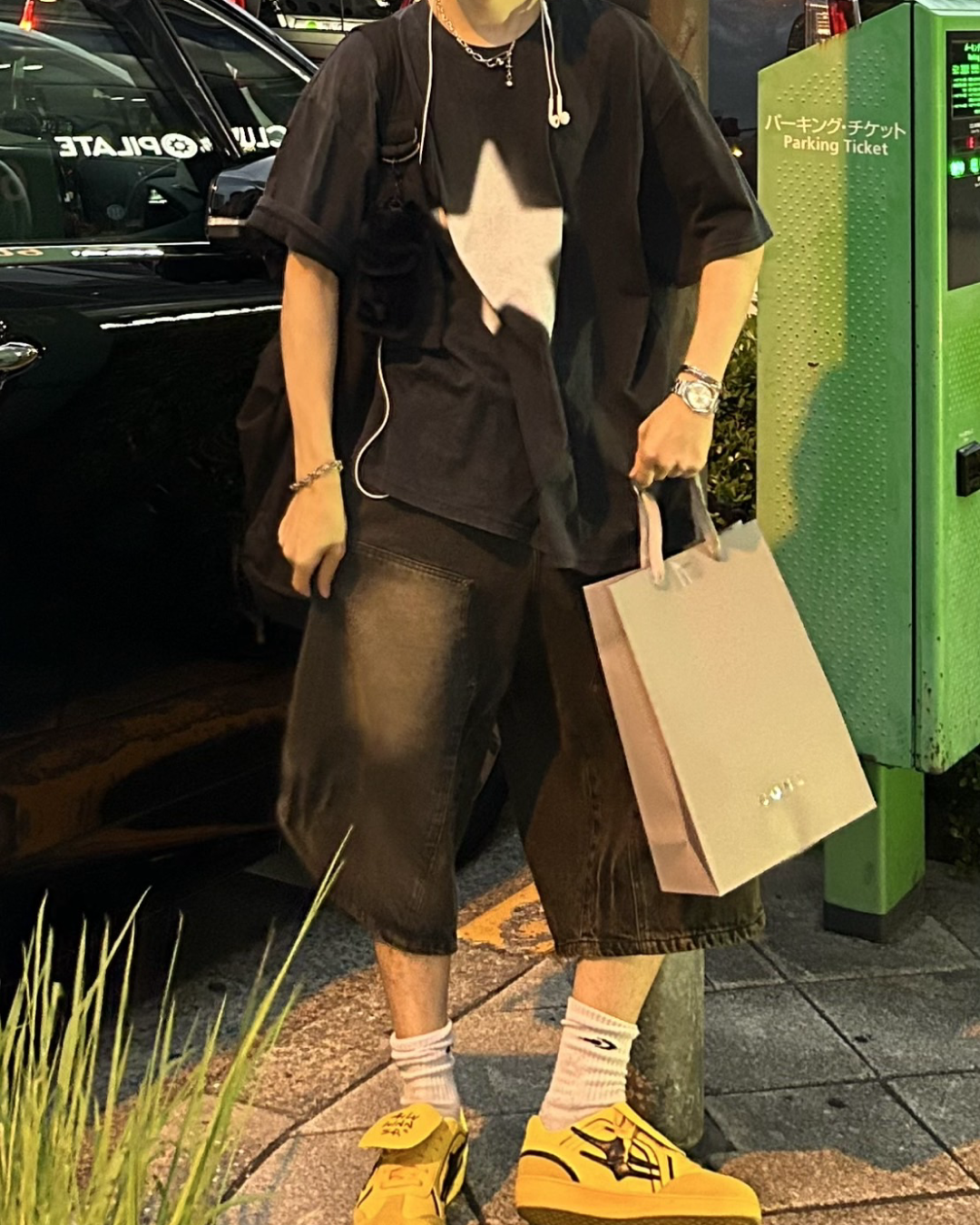 スタープリントドロップショルダーTシャツ WG0124