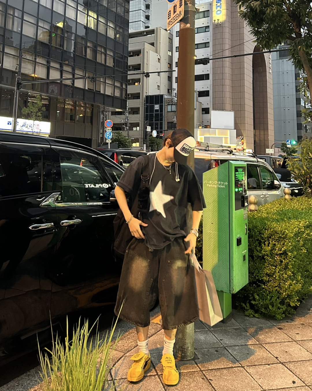 スタープリントドロップショルダーTシャツ WG0124
