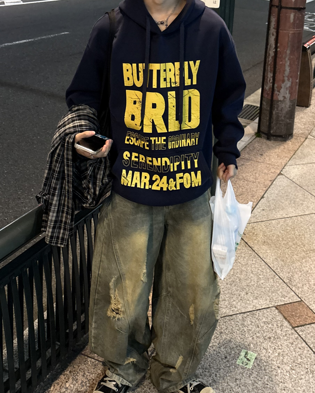 バイカラーレタープリントパーカー WG0193