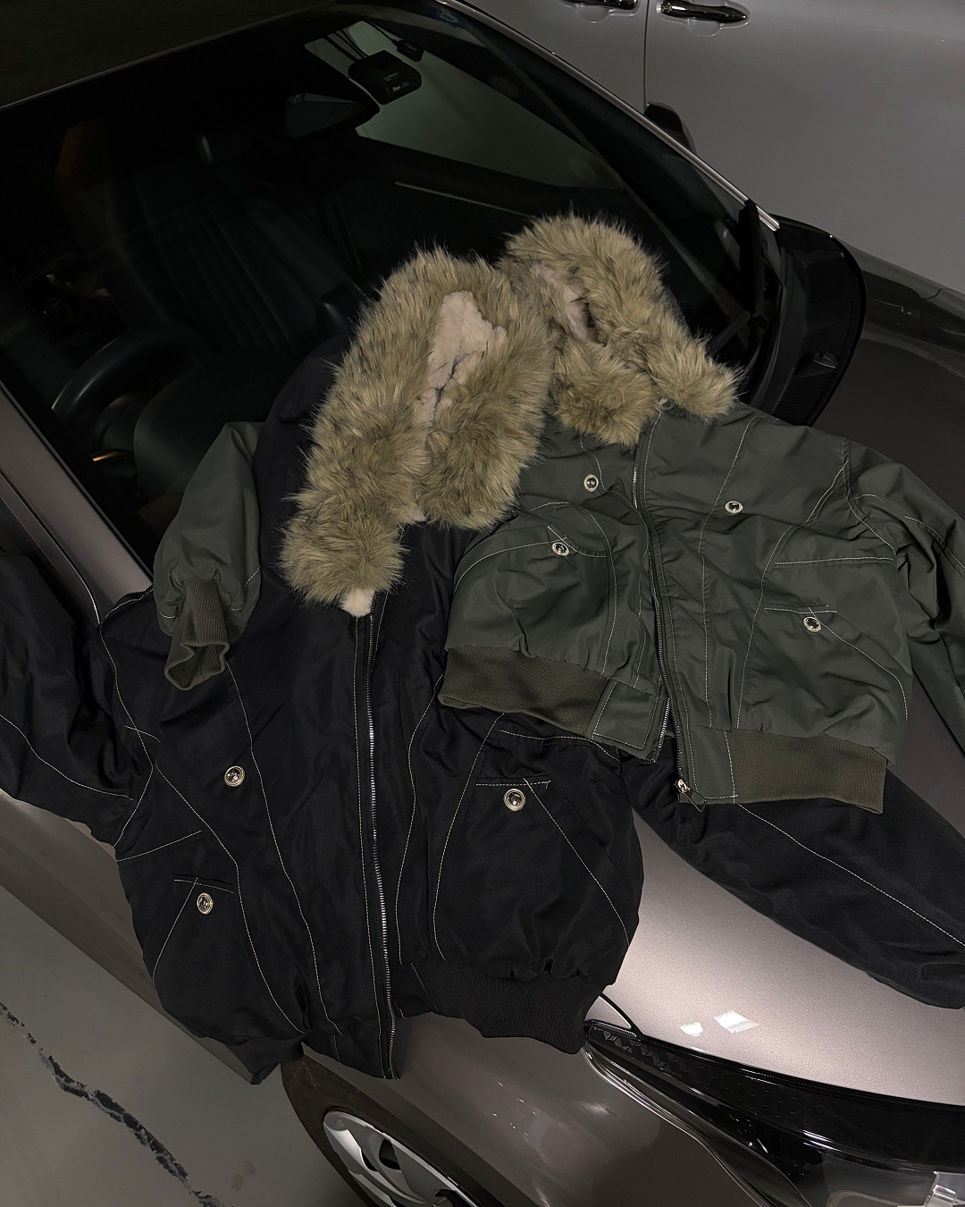 ファーフードステッチジップジャケット WG0852