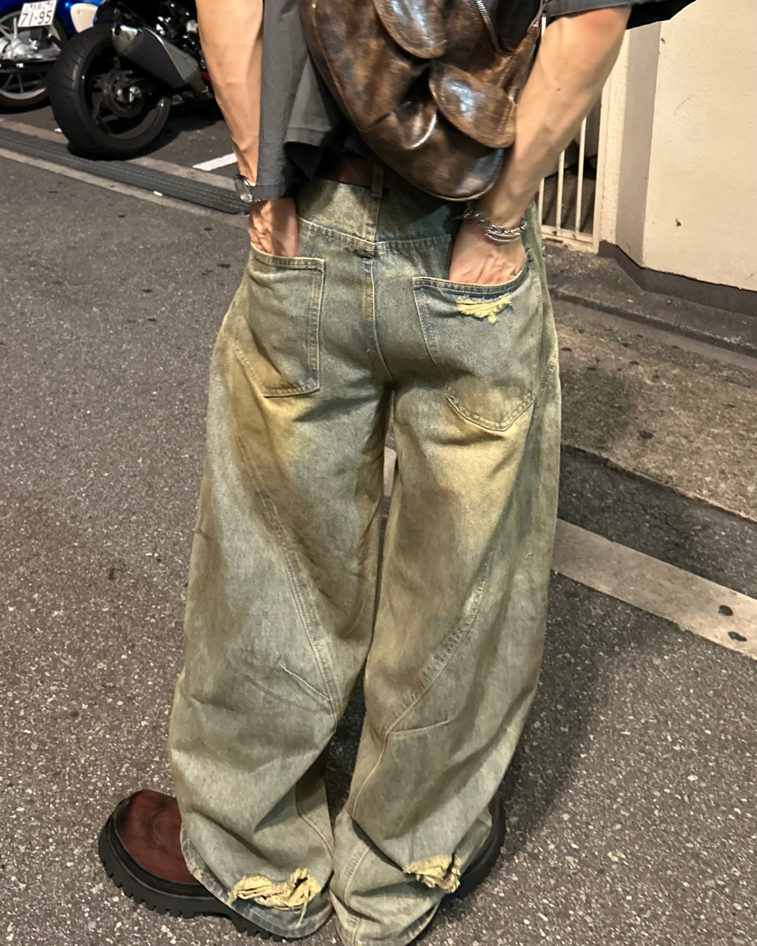 【即納】ダメージカーブデニムパンツ WG5000