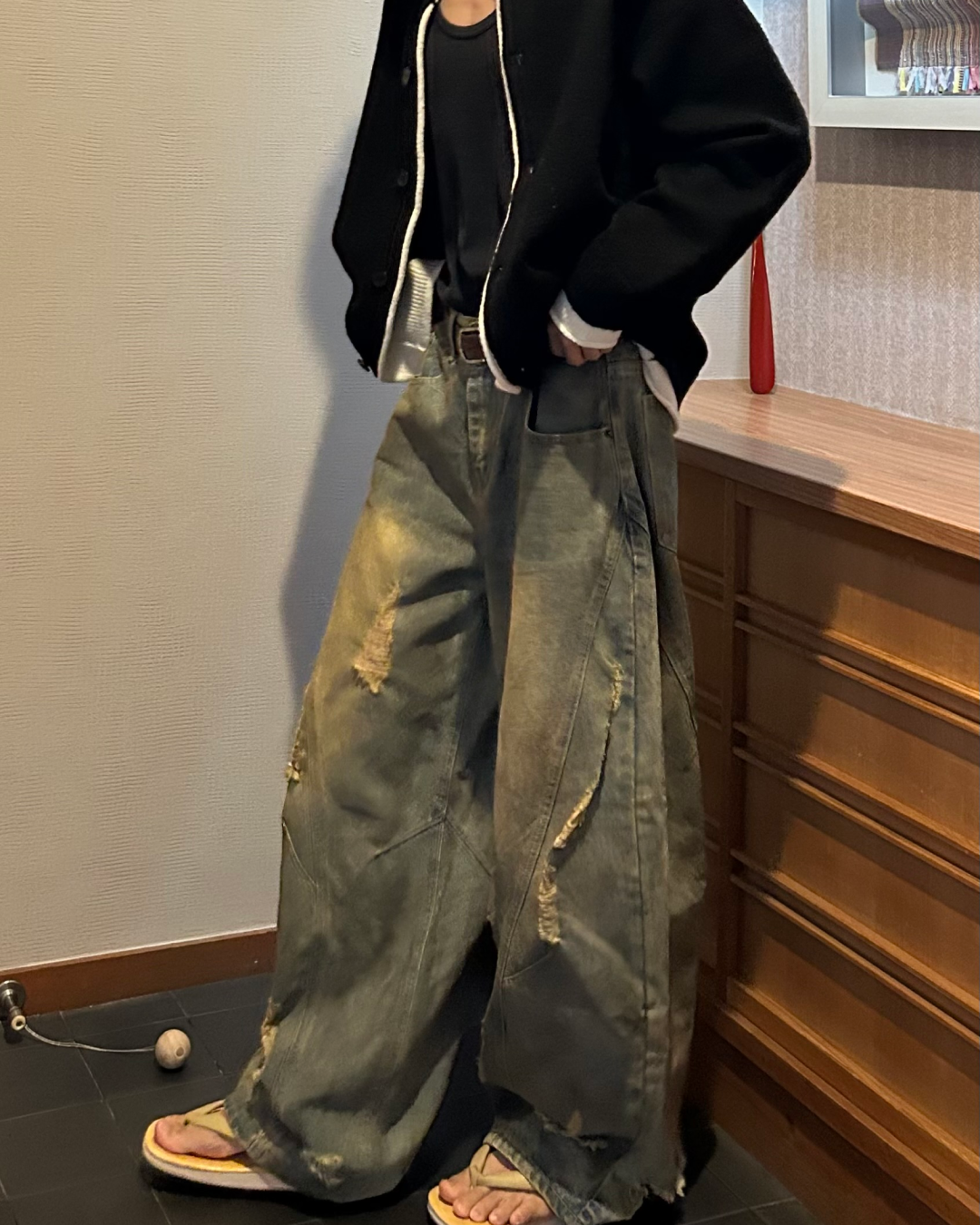 【即納】ダメージカーブデニムパンツ WG5000