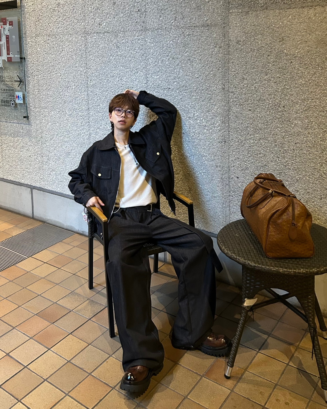 【即納】ツイルデニムワイドパンツ(セットアップ可能) WG5006