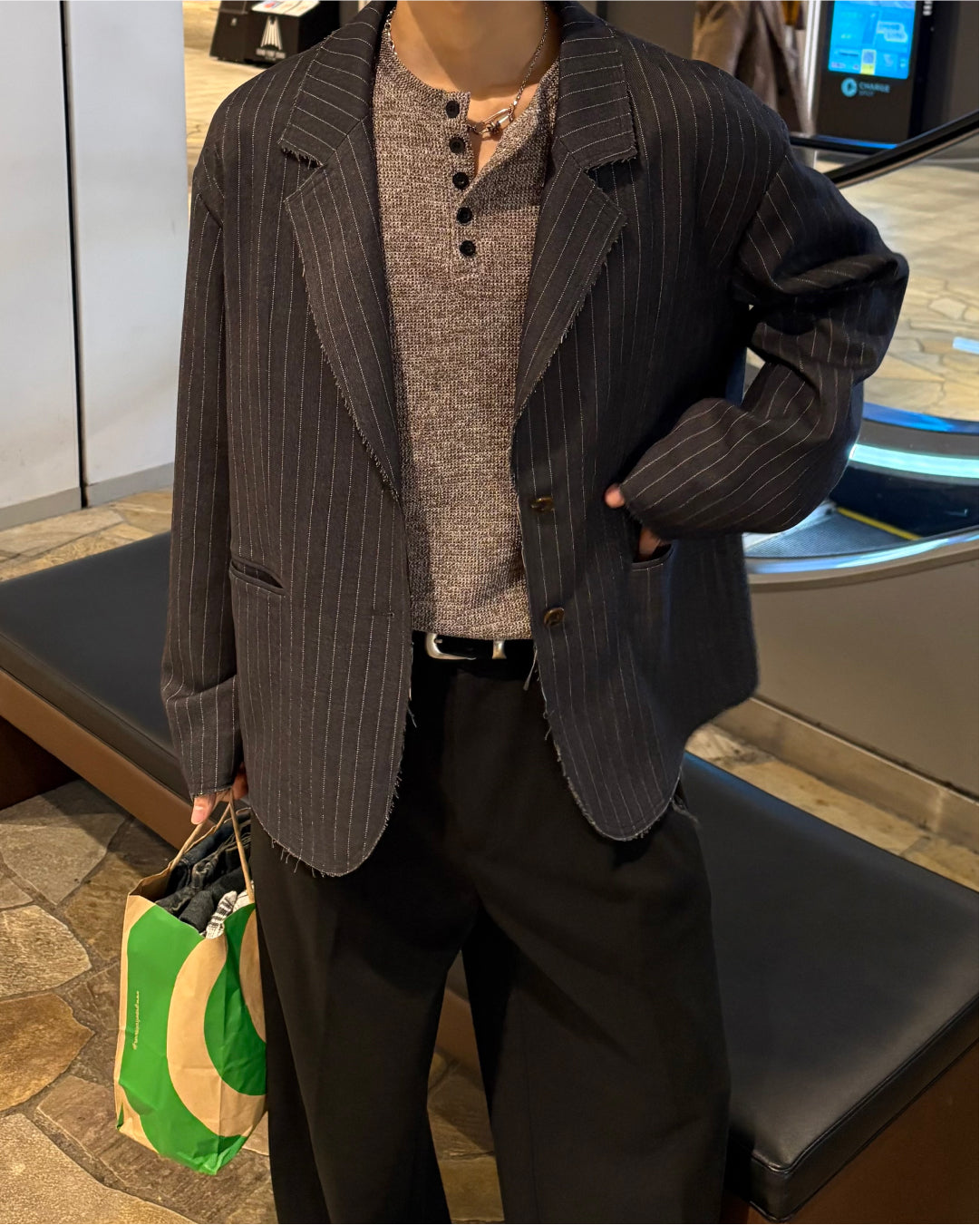 【即納】ピンストライプテーラードジャケット WG5018