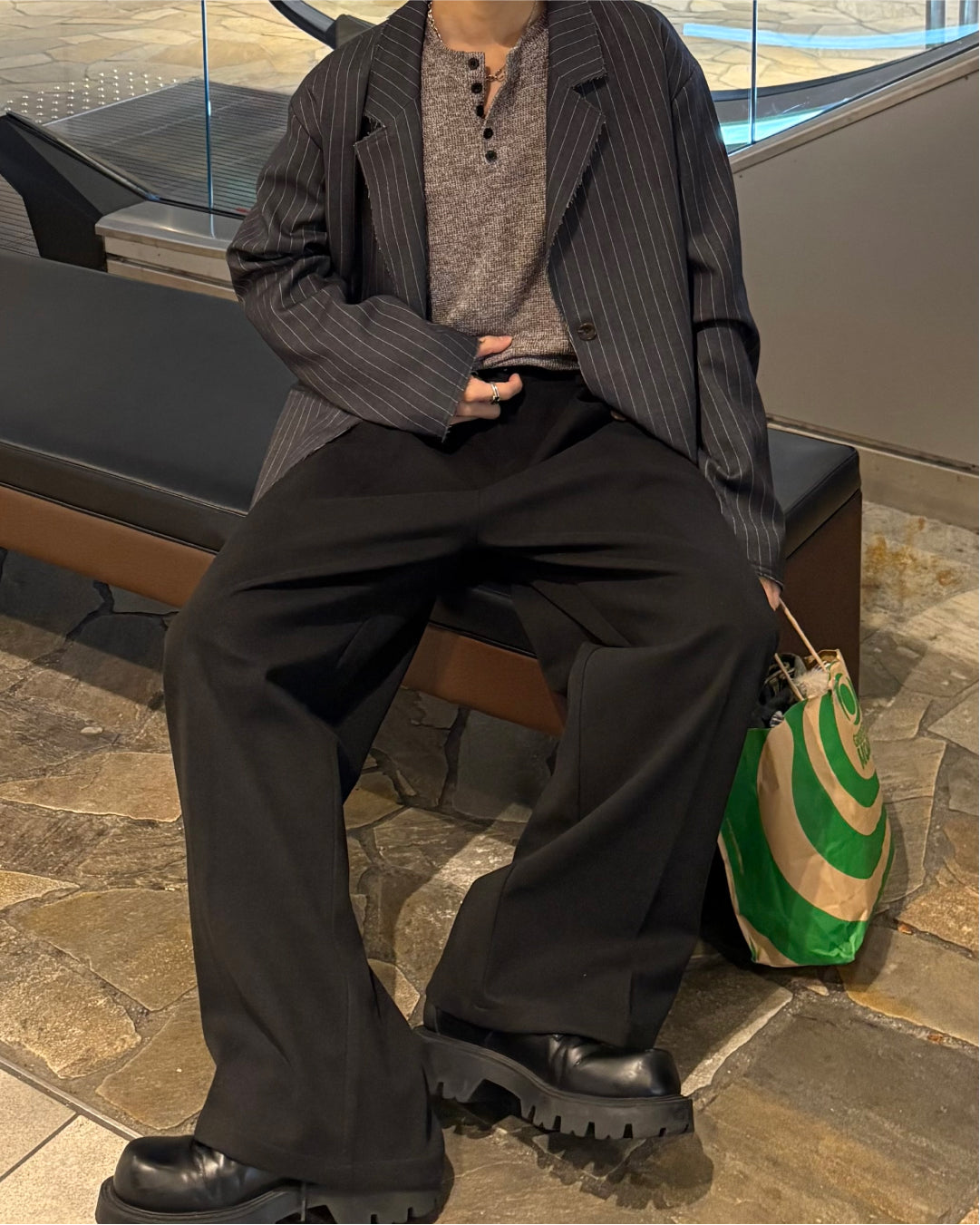 【即納】ピンストライプテーラードジャケット WG5018