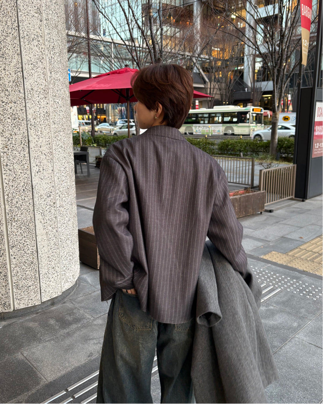 【即納】ピンストライプテーラードジャケット WG5018