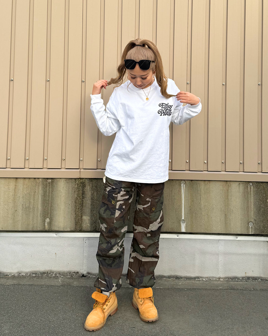 レトログラフィックプリントロングTシャツ WK0024