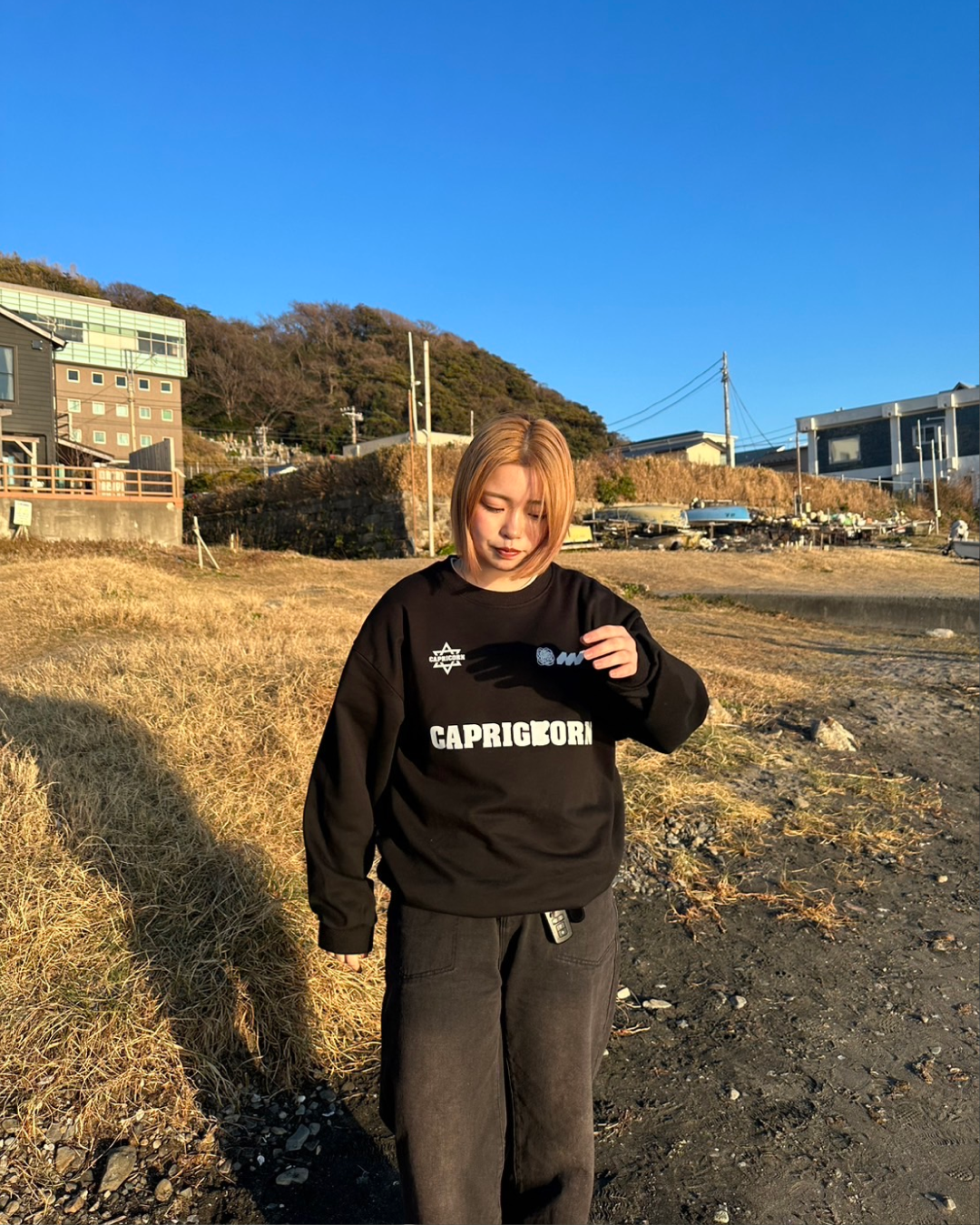 Printed black sweatshirt Y0028