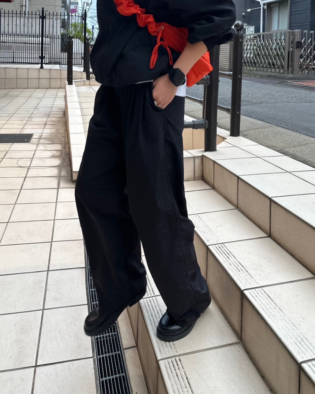 【即納】ナイロンワイドパンツ Y0030