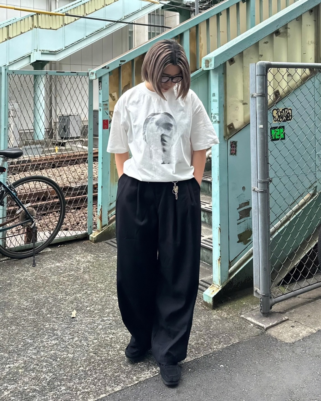 フェイスプリントTシャツ Y0087