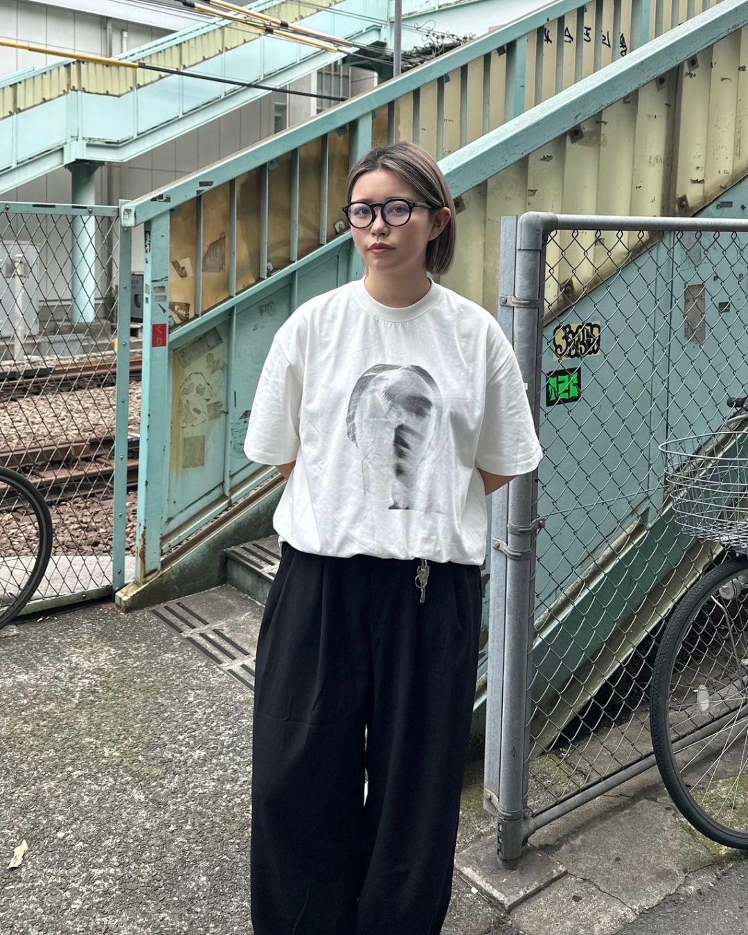 フェイスプリントTシャツ Y0087