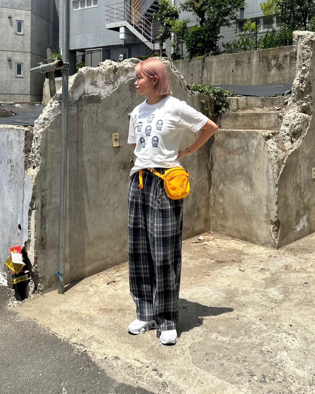 ストレートチェックパンツ Y0090