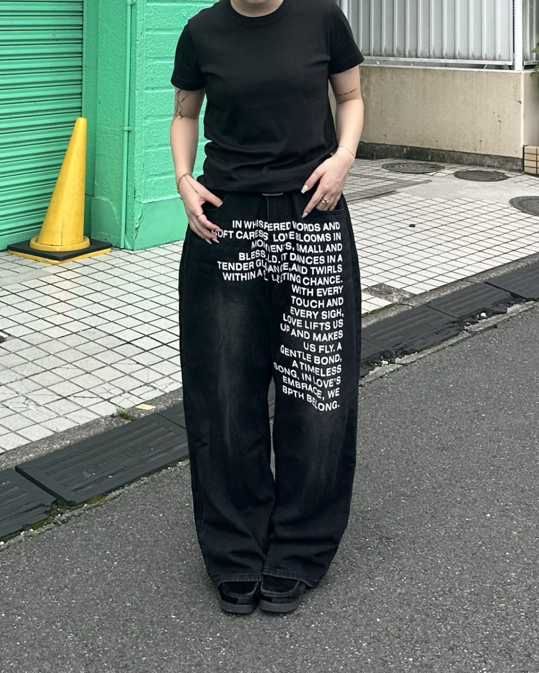 レタリングデニムパンツ Y1588