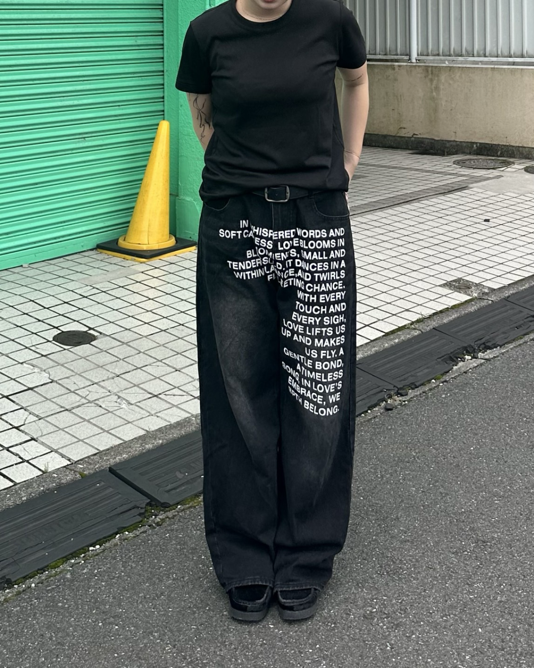 レタリングデニムパンツ Y1588