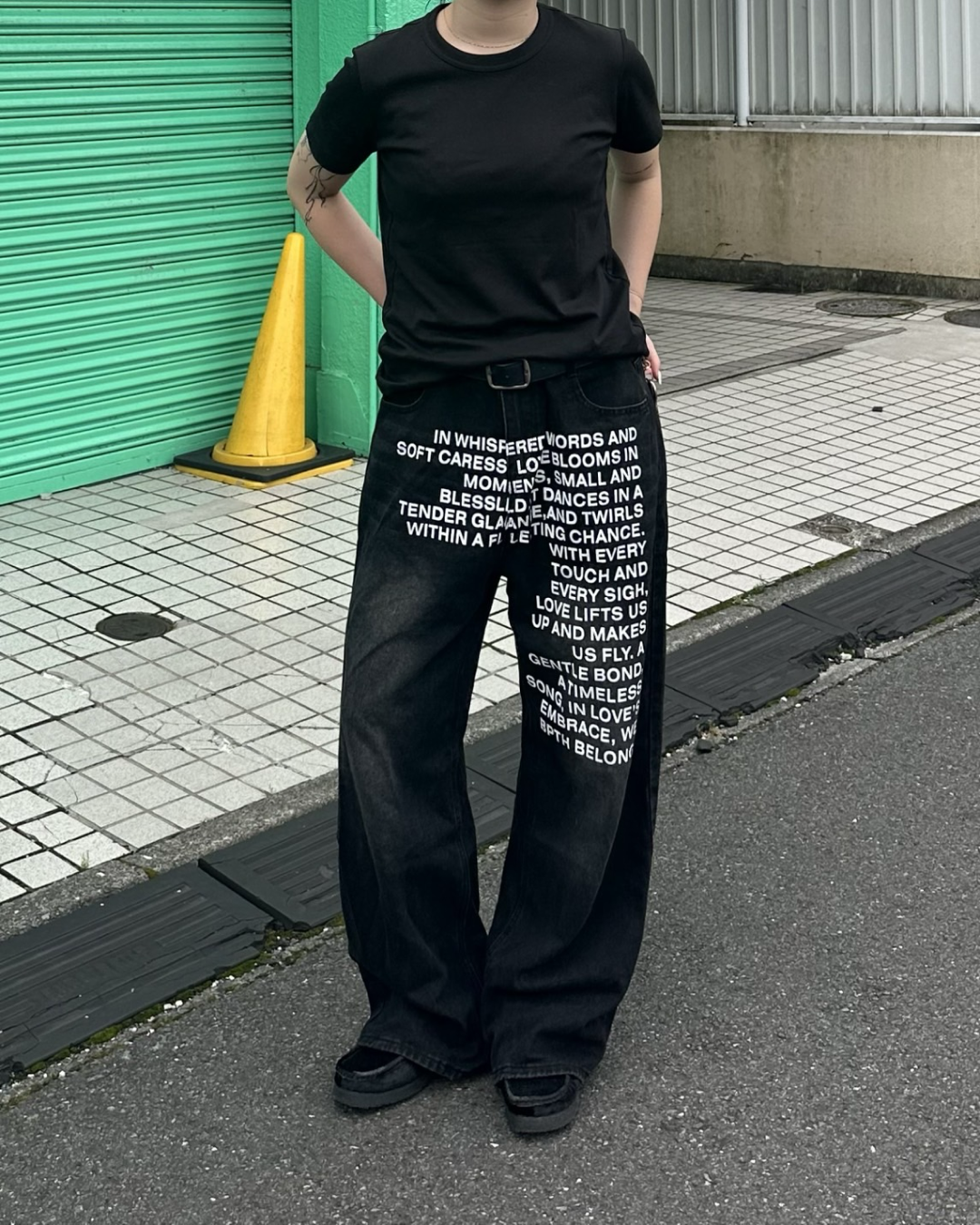 レタリングデニムパンツ Y1588