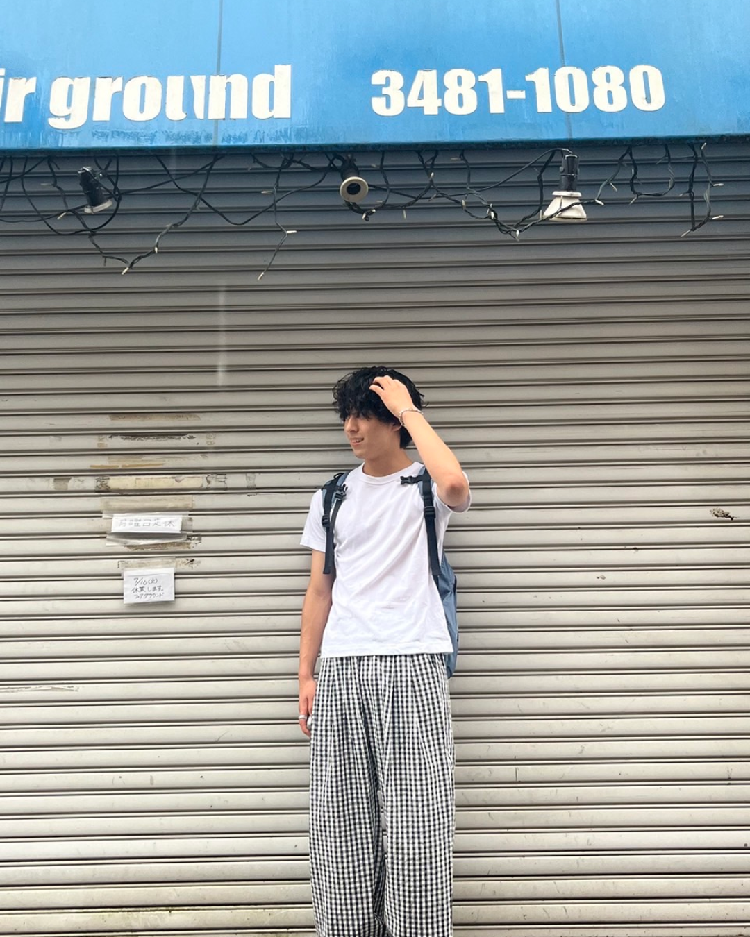 チェックワイドパンツ YK0001