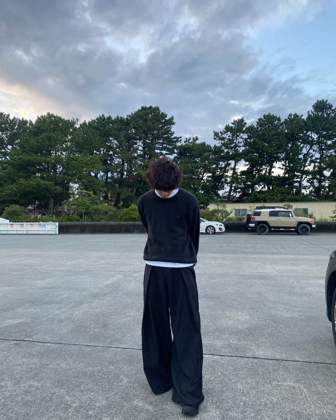 タックワイドストライプパンツ YK0008