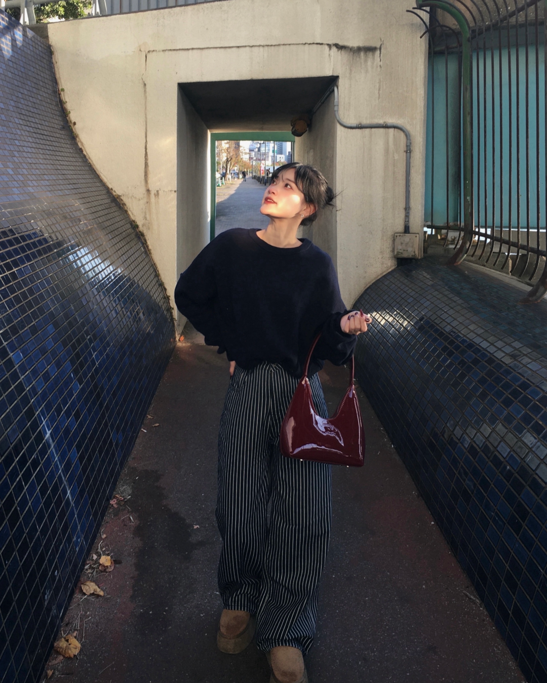 ストライプワイドデニムパンツ YN0042