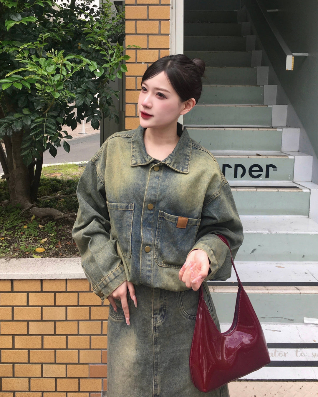 レトロウォッシュ加工デニムジャケットYN0096