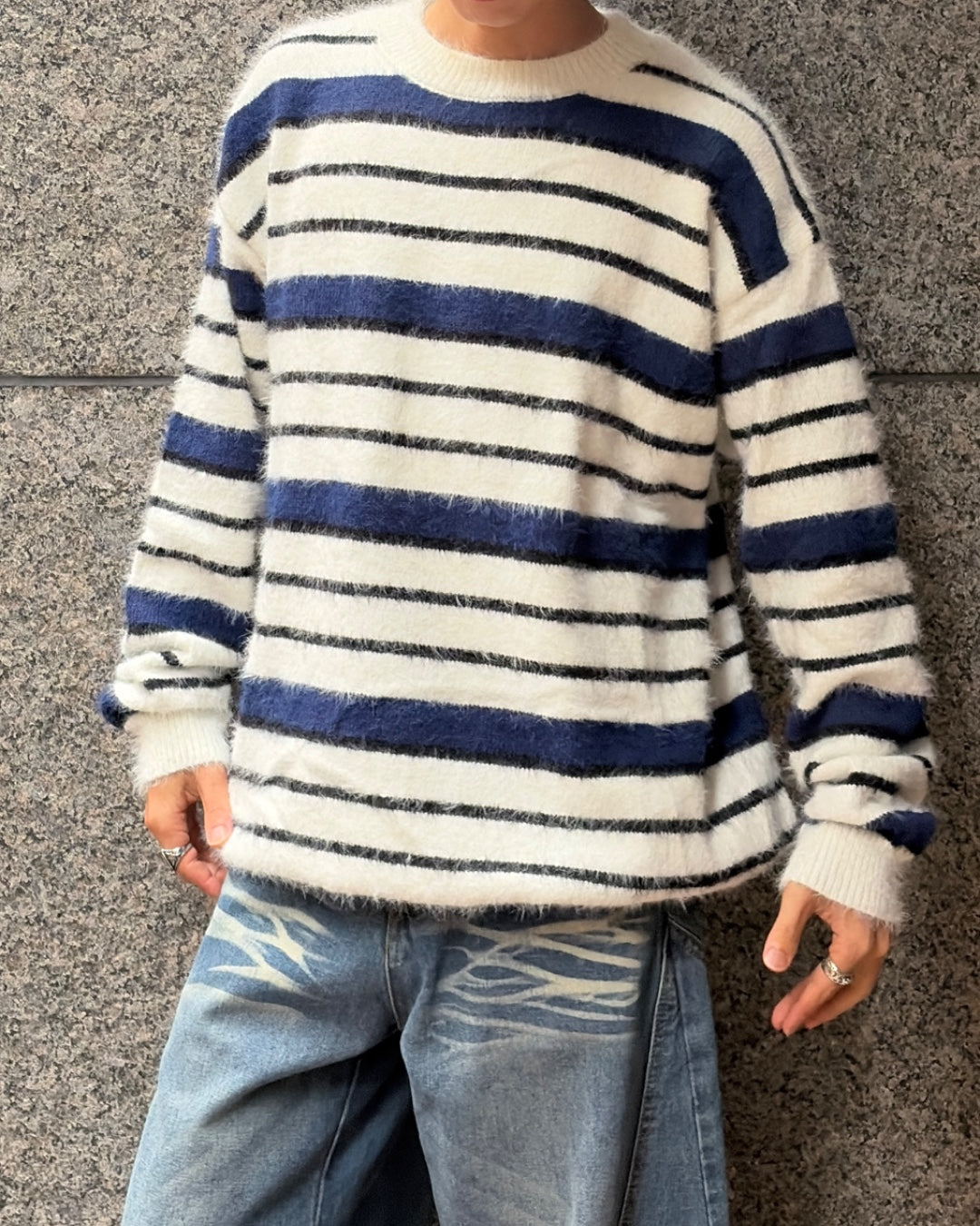 マルチボーダークルーニット TK0182