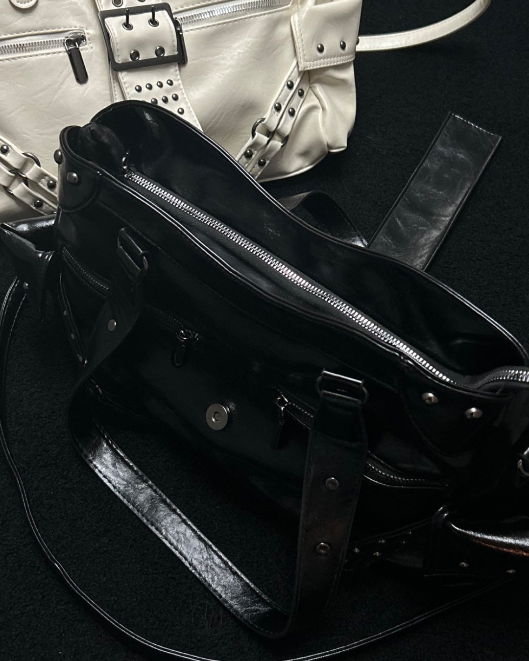 Y2Kフェイクレザースタッズハンドバッグ OU0058