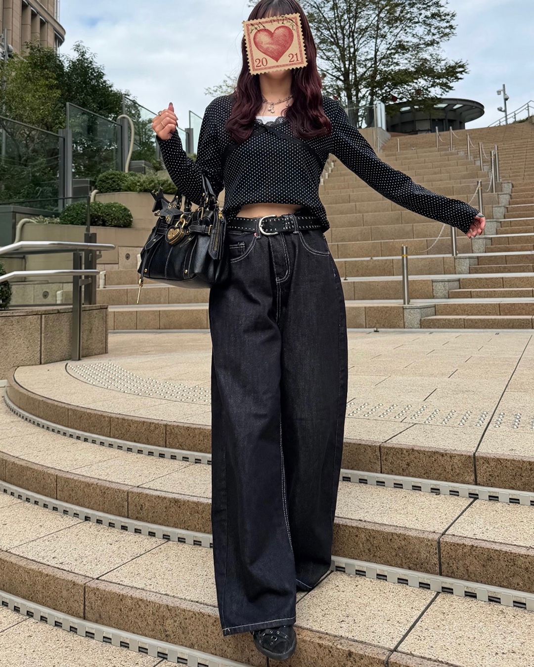 バッグハートペイントデニムパンツ BB0041