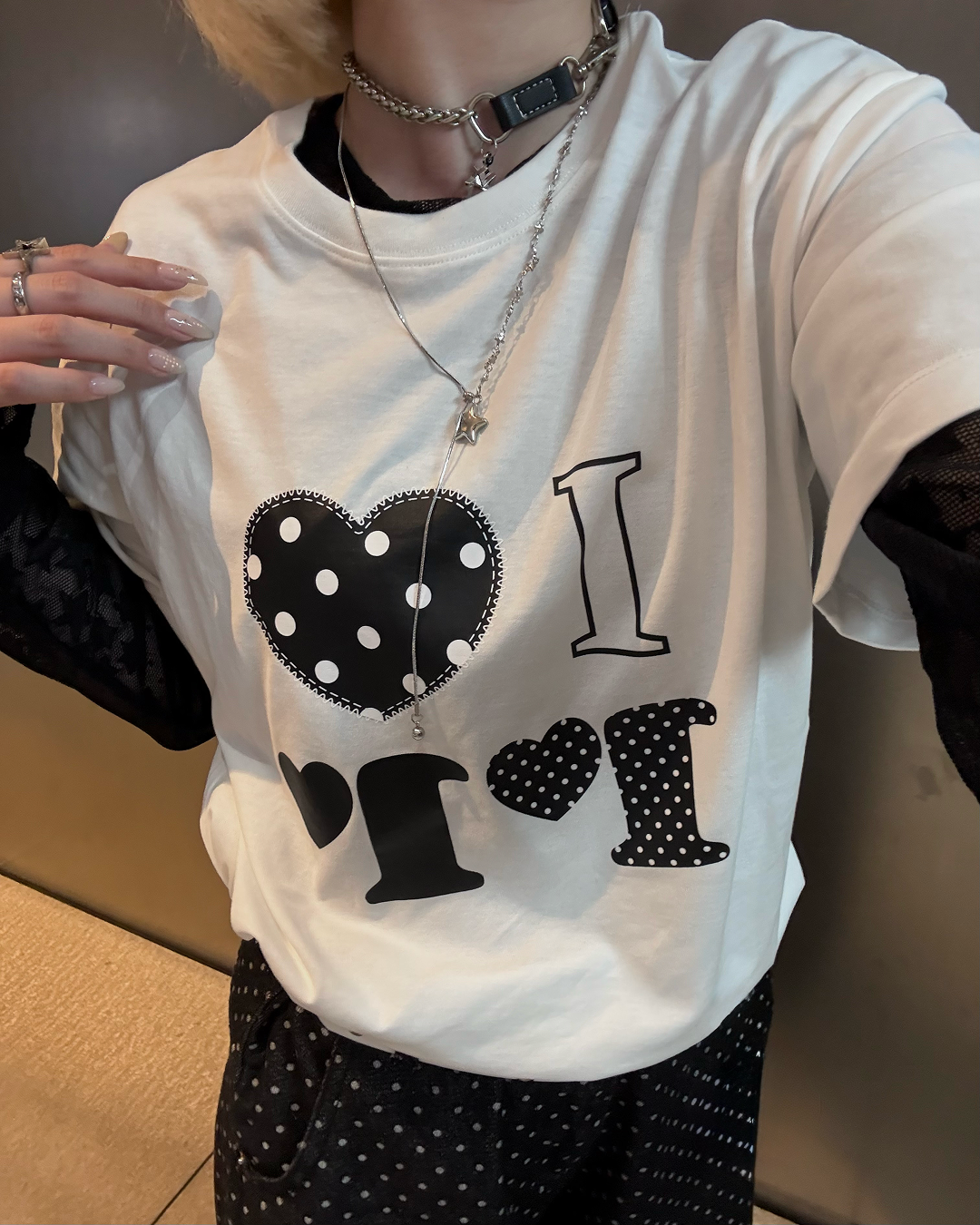 ドットハートデザインTシャツ KC0256