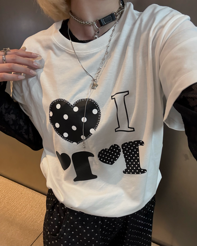 ドットハートデザインTシャツ KC0256