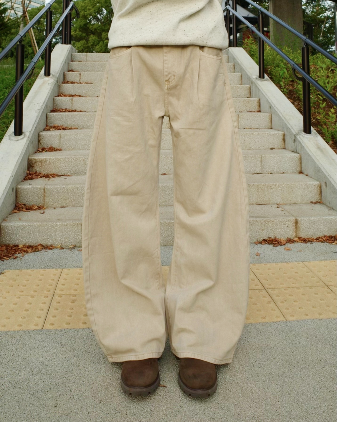 【即納】タックバレルレッグコットンパンツ WR0007