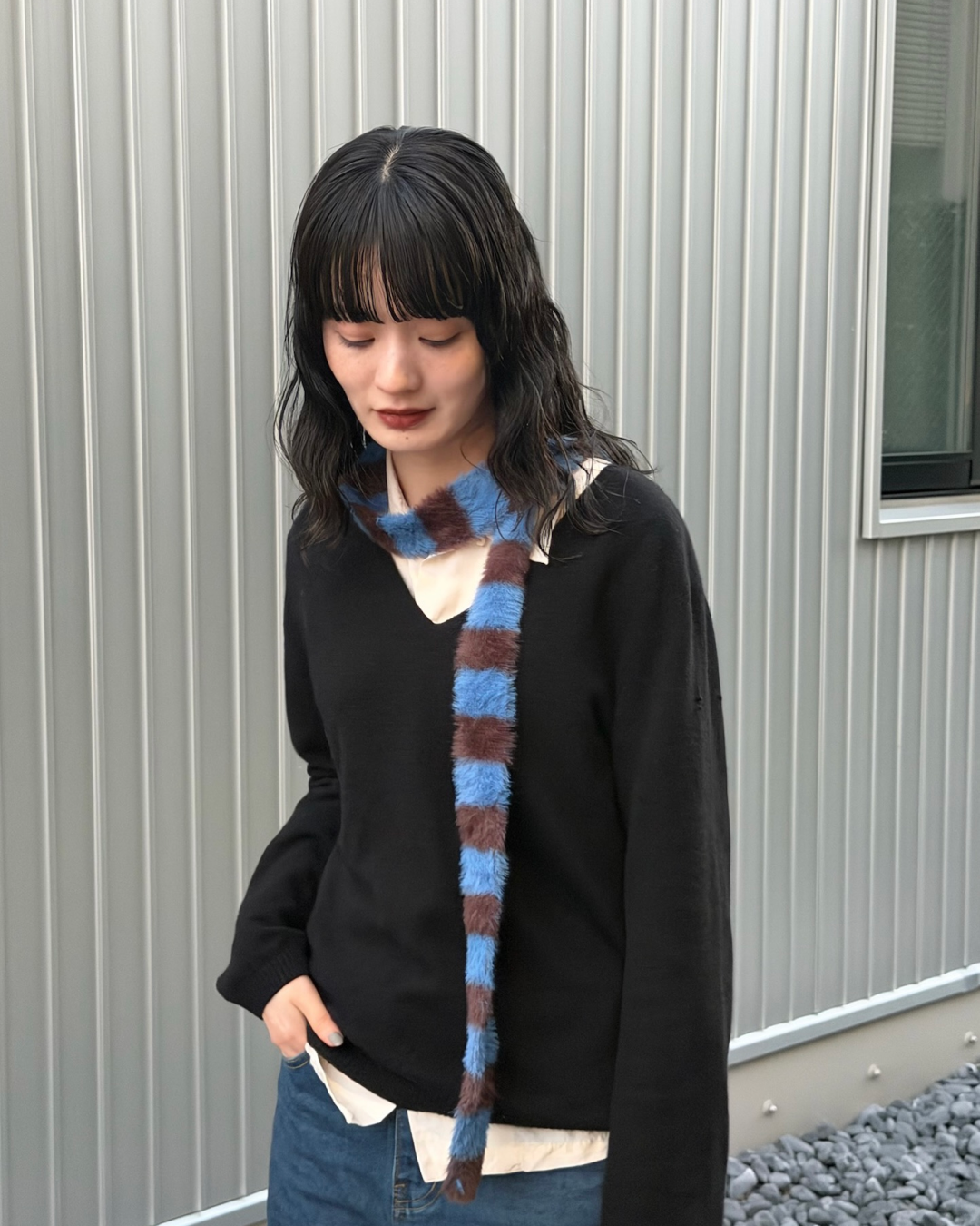 スリムボーダーシャギーマフラー
AA0034