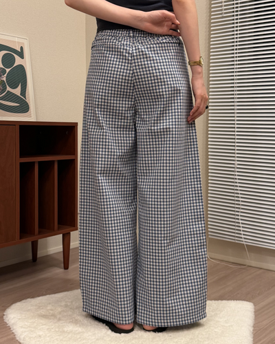 タック付きワイドレックチェックパンツ AA0204