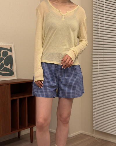 コットンボクサーカジュアルチェック柄ショーツ AA0164