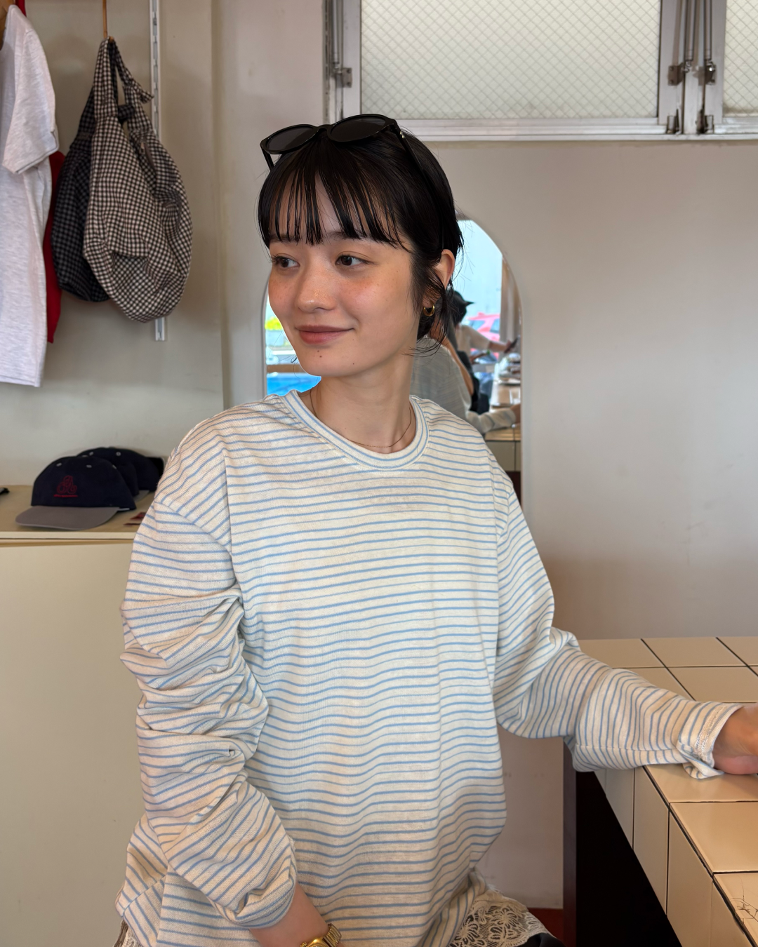 カジュアルボーダートップ AA0214