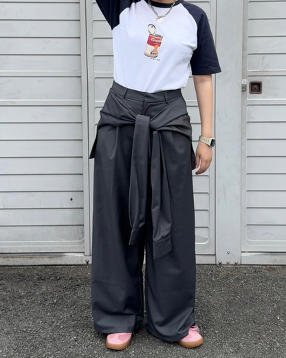 ドレープラップレイヤードワイドパンツ AI0009