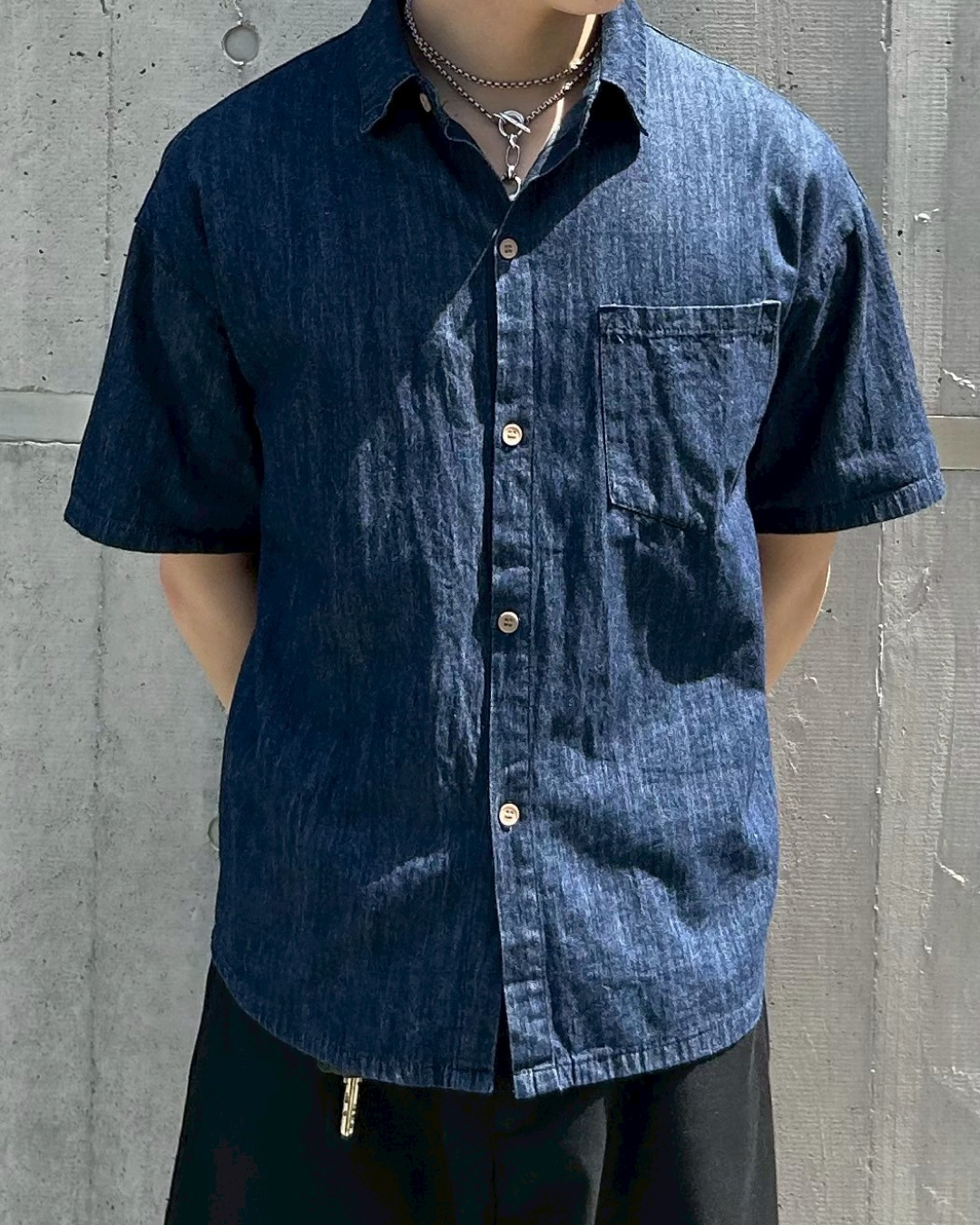 【即納】ボタンデニムシャツ AS0038
