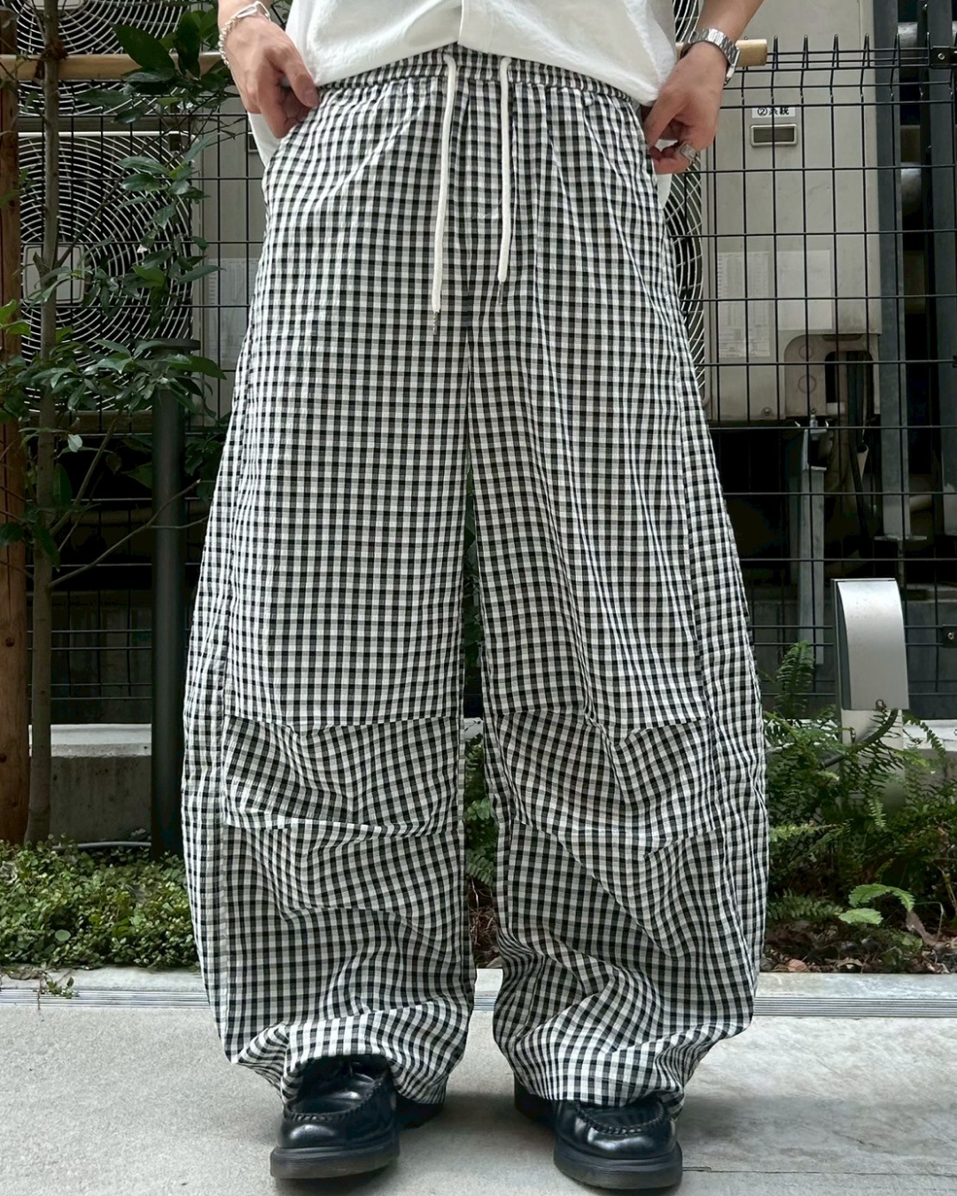 バレルレッグチェックナイロンパンツ AS0276 – YOLO(ヨロ バレルレッグチェックナイロンパンツ AS0276 – YOLO(ヨロ