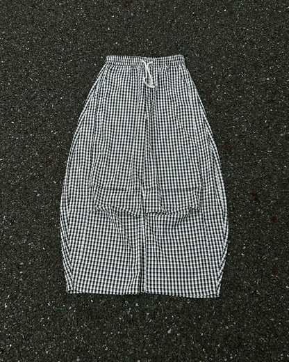 バレルレッグチェックナイロンパンツ AS0276