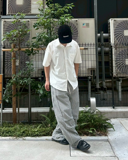 バレルレッグチェックナイロンパンツ AS0276