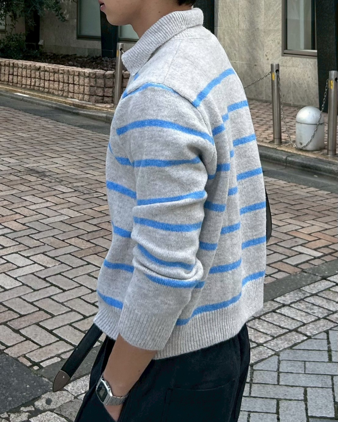 クロップドボーダーニットポロシャツ AS0290