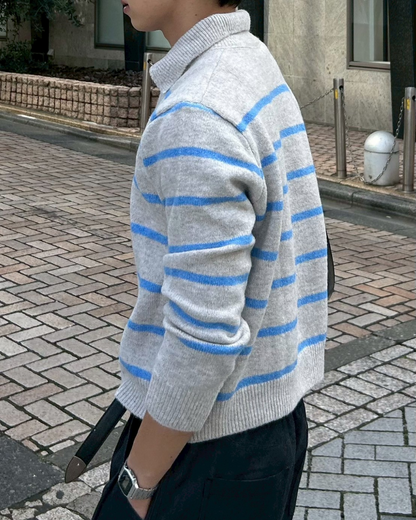 クロップドボーダーニットポロシャツ AS0290